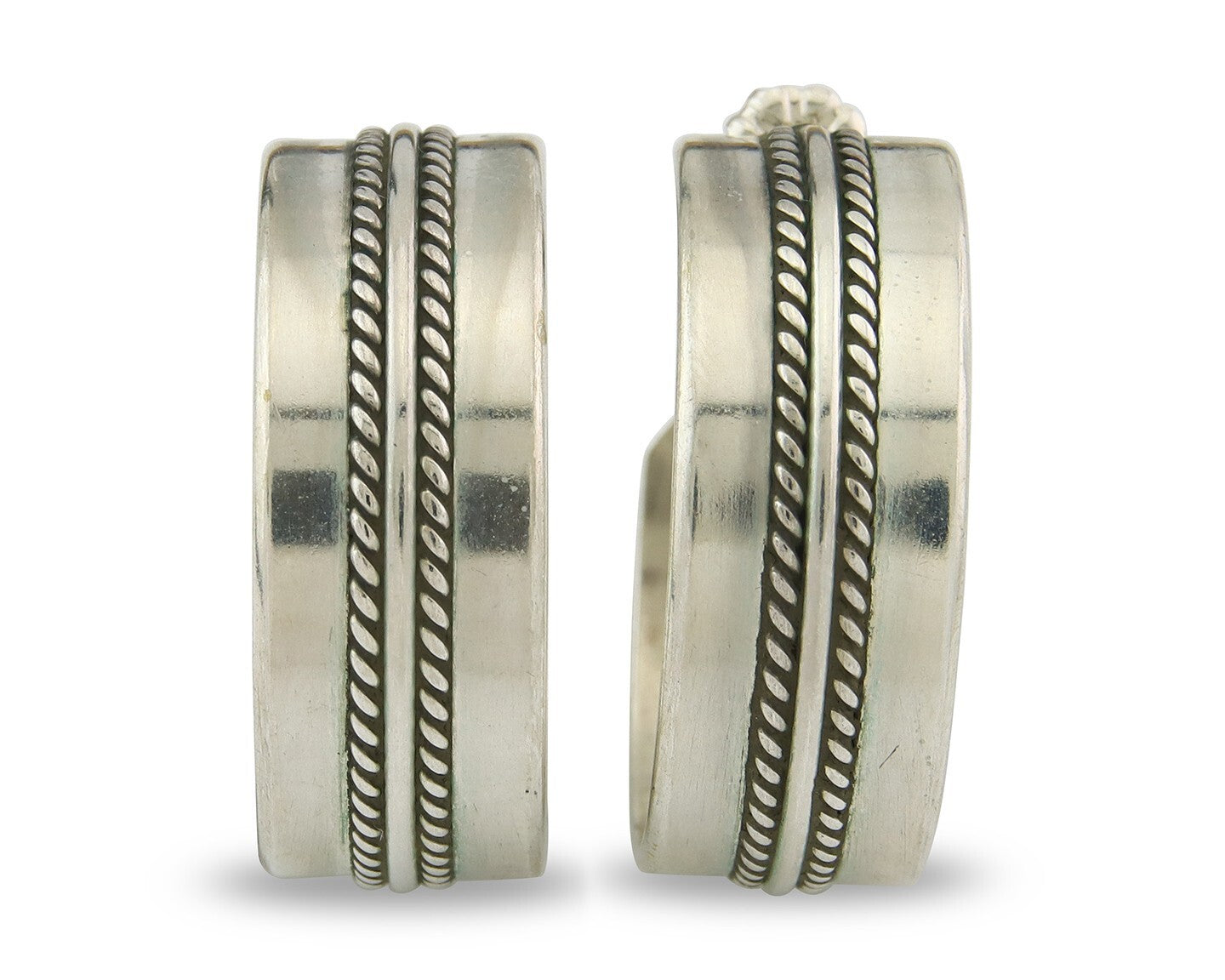 Navajo Hoop Earrings Sterling Silver Vintage Authentic Signed Ron Yazzie