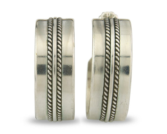 Navajo Hoop Earrings Sterling Silver Vintage Authentic Signed Ron Yazzie