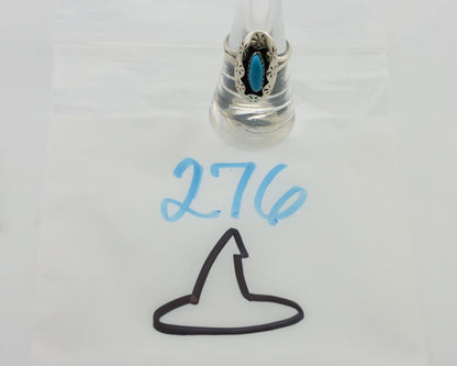 Navajo Ring 925 Silver Natural Blue Turquoise Signed IJC C.80's