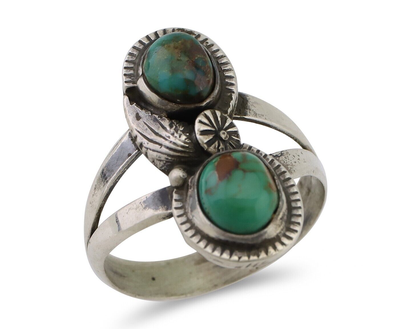 Navajo Ring 925 Silver Natural Turquoise Artist Signed Tom Willeto C.80's