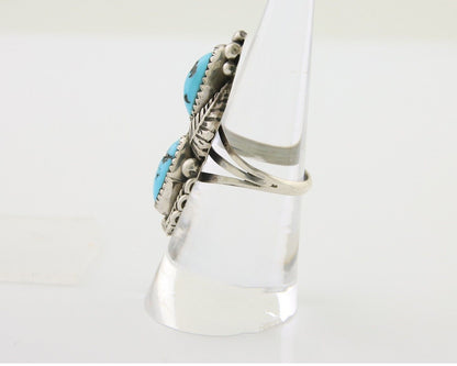 Navajo Ring 925 Silver Natural Blue Turquoise Native Artist Signed SC C.80's