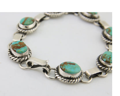 Navajo Bracelet 925 Silver Natural Blue Turquoise Native American Artist C.80's