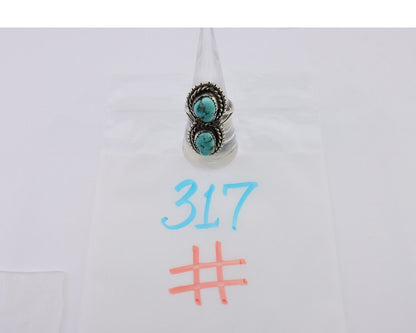 Navajo Ring 925 Silver Natural Turquoise Artist Signed Tom Willeto C.80's