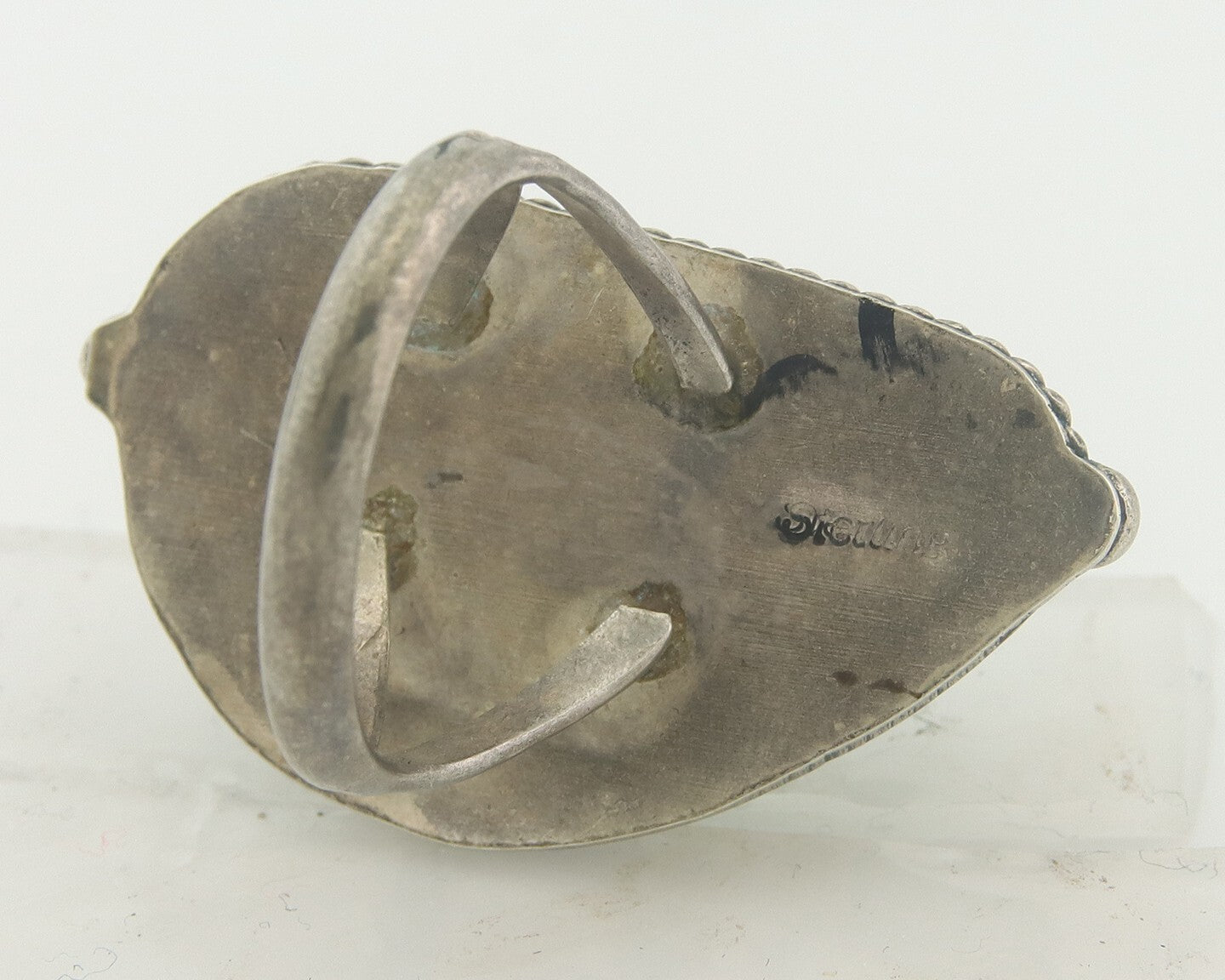 Vintage Navajo Ring 925 Sterling Authentic Turquoise Artist Signed TS Size 7.25