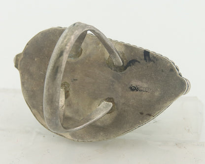 Vintage Navajo Ring 925 Sterling Authentic Turquoise Artist Signed TS Size 7.25