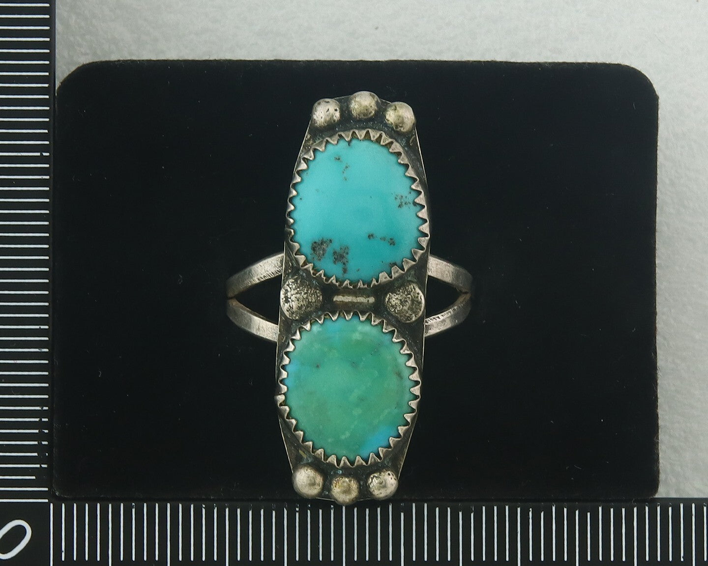 Vintage Navajo Ring 925 Sterling Authentic Turquoise Size 9.0