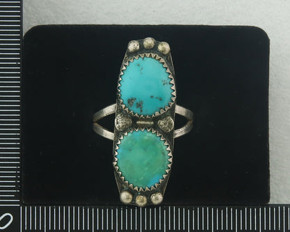 Vintage Navajo Ring 925 Sterling Authentic Turquoise Size 9.0