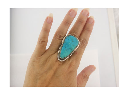 Vintage Navajo Ring 925 Sterling Authentic Turquoise Signed Doug Zachary Sz 7.25