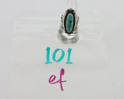 Navajo Turquoise Ring 925 Silver Native Artist Signed Sunrise Size 8.0 C.80's