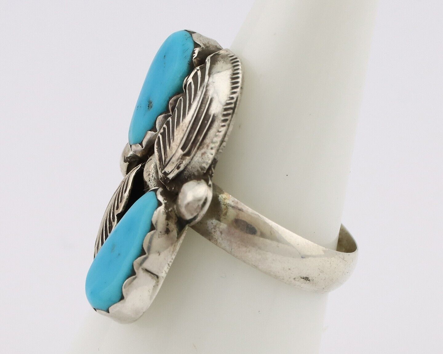 Zuni Ring 925 Silver Natural Blue Turquoise Signed Simplicio C.80's