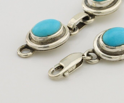 Navajo Link Bracelet 925 Silver Sleeping Beauty Turquoise Native American C80s