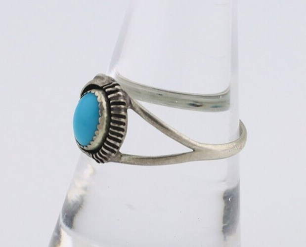 Navajo Ring 925 Silver Sleeping Beauty Turquoise Native American Artist C.80's