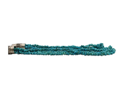 Navajo 3 Strand Necklace 925 Silver Blue Gem Turquoise Native Artist C.80's