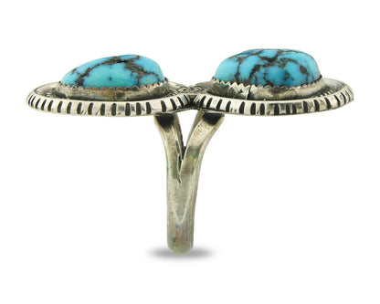Vintage Navajo Ring Sterling Silver Authentic Turquoise Tom Willeto Size 6.25