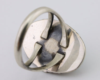Navajo Hand Stamped Ring 925 Silver Natural Turquoise Native Artist C.80's