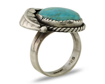 Navajo Ring 925 Silver Spiderweb Turquoise Native Artist C.80's