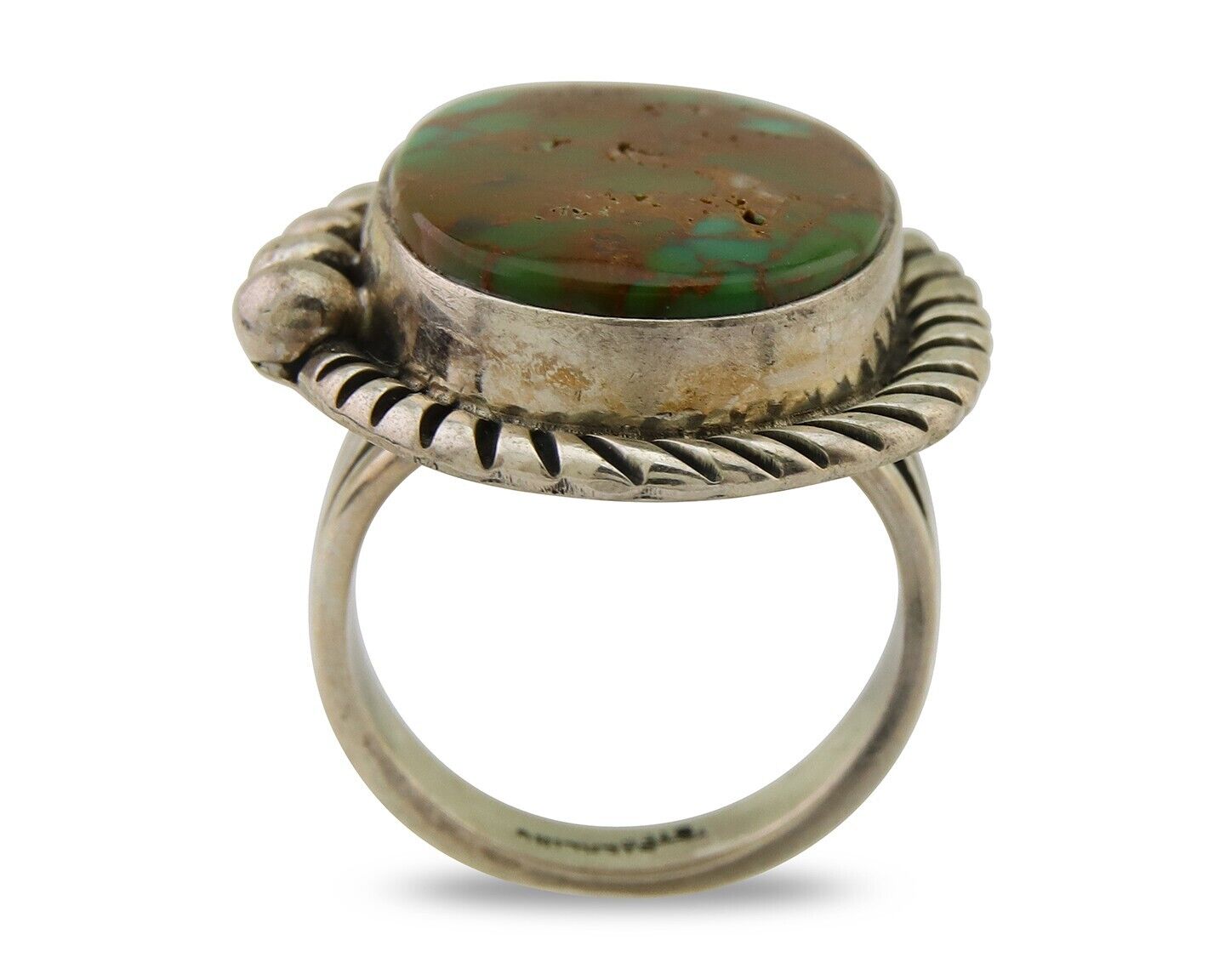 Navajo Ring 925 Sterling Silver Natural Turquoise Signed Mike Begay C.80's