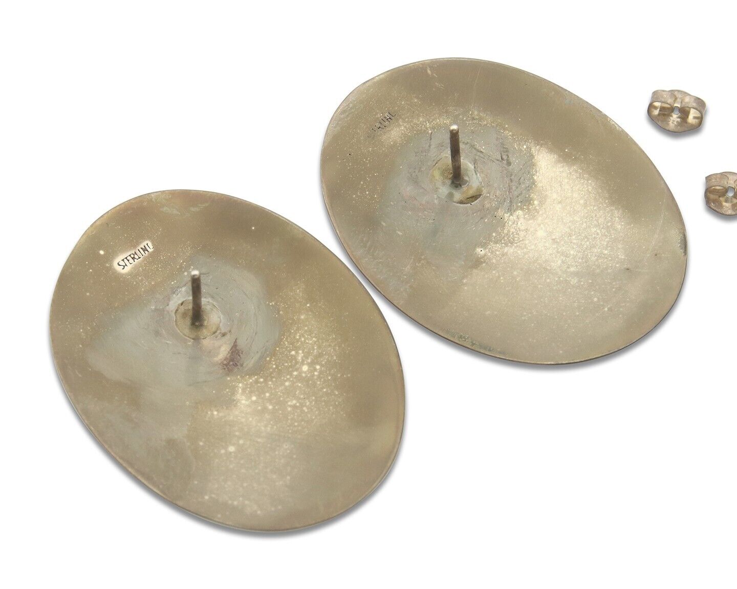 Navajo Earrings 925 Silver Handmade Natural Turquoise Native Artist C.80's