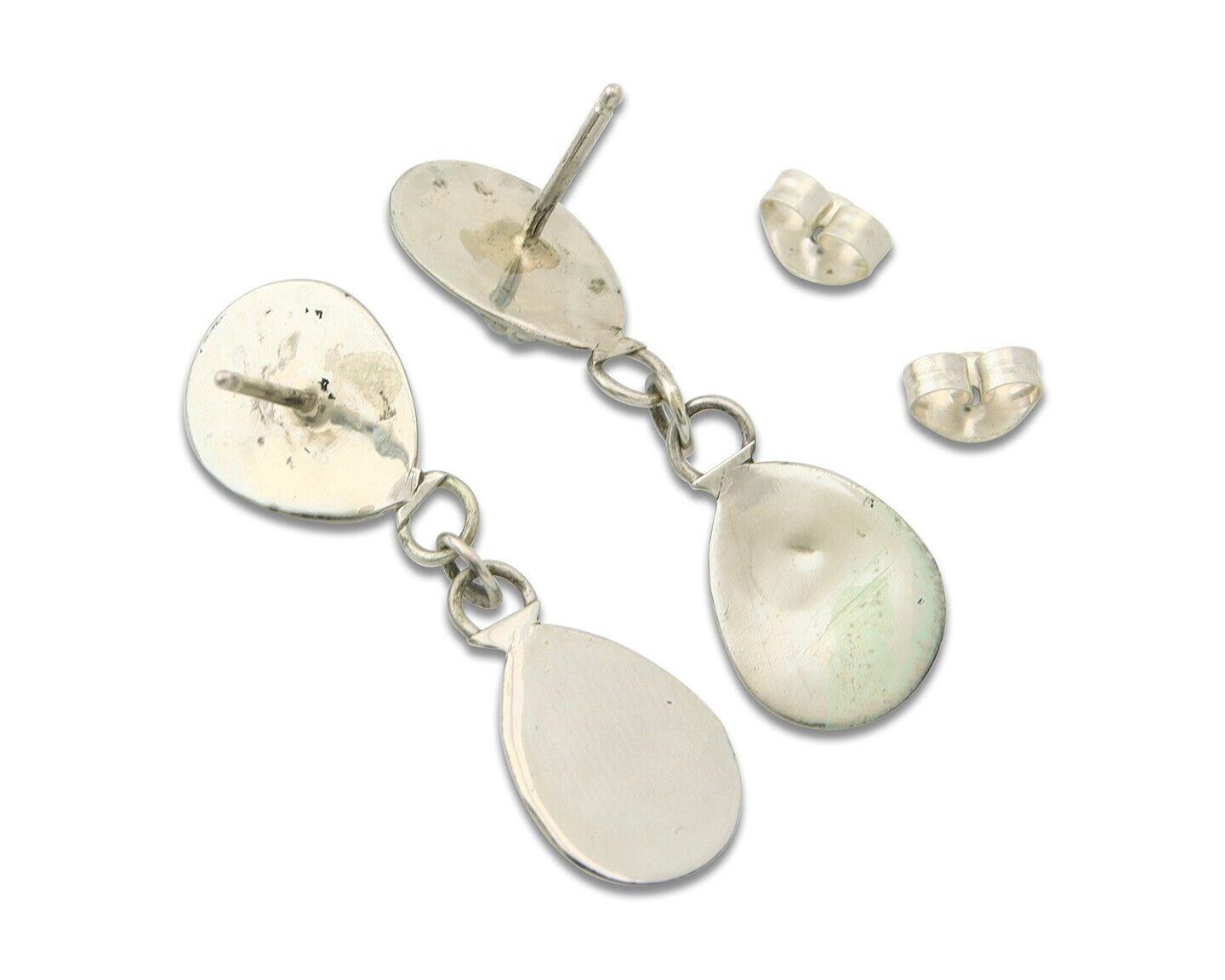 Navajo Earrings 925 Silver Dangle Paw Turquoise Native American Artist C.80's