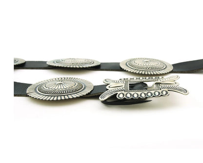 Navajo Concho Belt Sterling Silver Vintage Handmade 40in Long