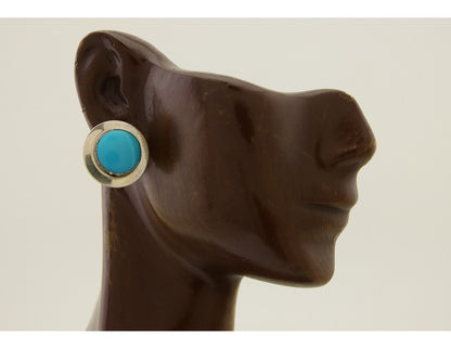 Navajo Earrings 925 Silver Blue Turquoise Native American Artist C.80's