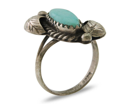Navajo Ring 925 Silver Natural Blue Turquoise Native American Artist C.80's