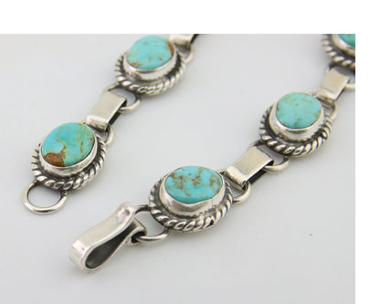 Navajo Bracelet 925 Silver Natural Blue Turquoise Native American Artist C.80's