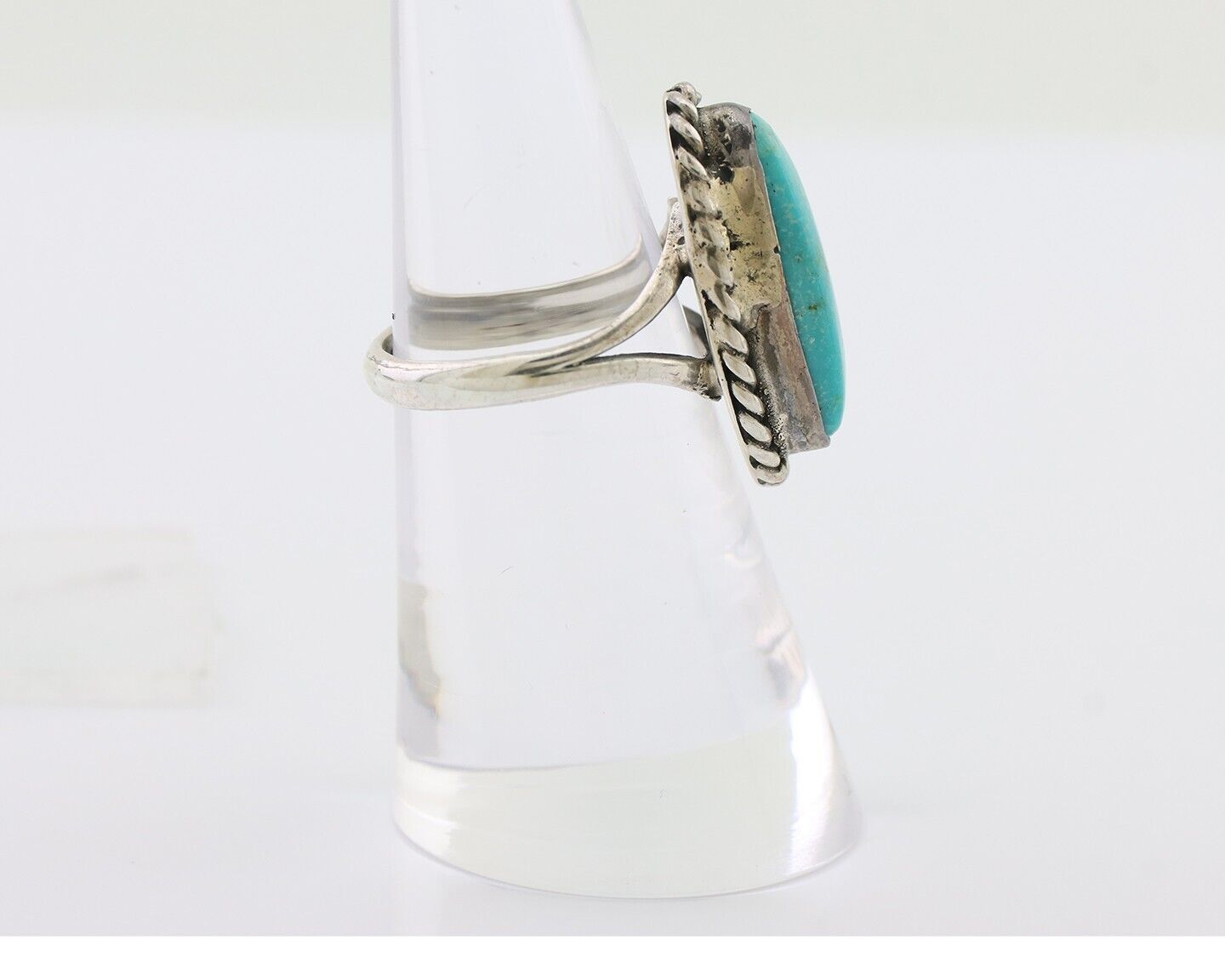 Navajo Handmade Ring 925 Silver Kingman Turquoise Size 5.75 C.80's