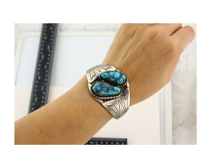Navajo Bracelet 925 Silver Natural Bisbee Turquoise Cuff Signed Tony Guerro C80s