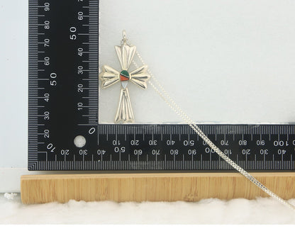 Navajo Cross Necklace Sterling Silver Authentic Natural Gemstones Signed M