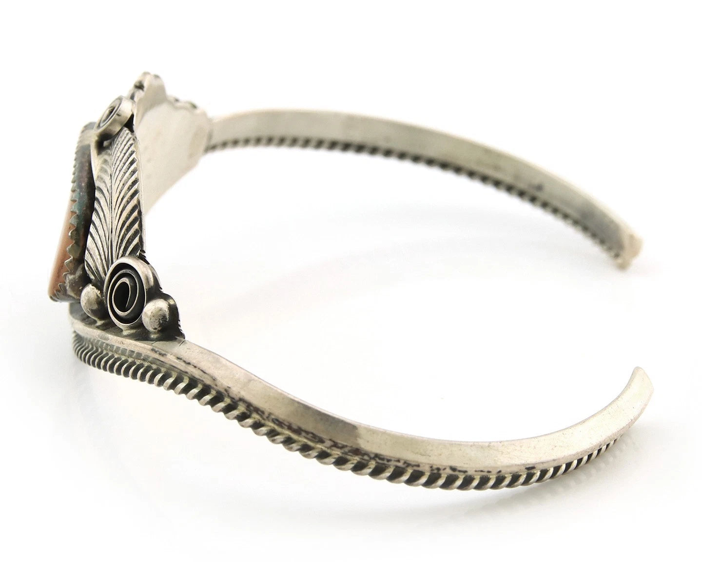 Navajo Cuff Bracelet Sterling Silver Authentic Pink Muscle Signed Justin Morris