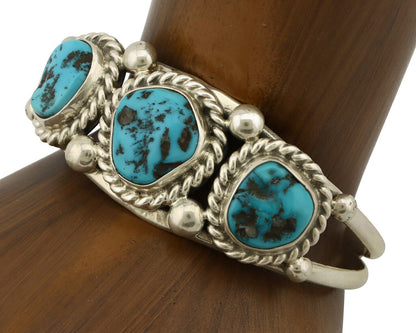 Navajo Bracelet .925 Silver Sleeping Beauty Turquoise Native American C.90's
