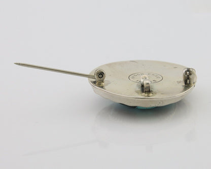 Navajo Pin 925 Silver Natural Blue Turquoise Artist Signed Hyson Craig C.80's