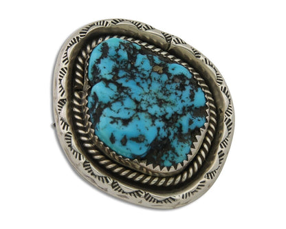 Navajo Pin Pendant 925 Silver Sea Foam Turquoise Artist Signed Hyson Craig C.80s