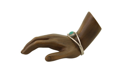 Navajo Hand Stamped Cuff Bracelet Turquoise 925 Silver Native American Artist