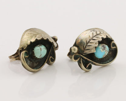 Navajo Earrings 925 Silver Natural Turquoise Native American Artist C.80's