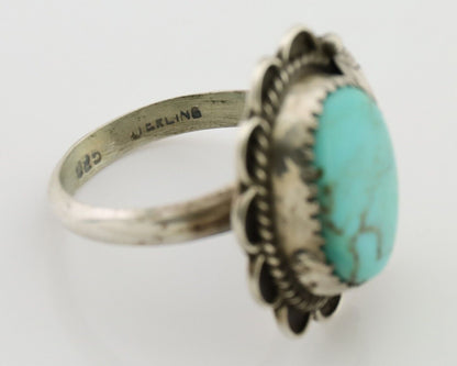 Navajo Handmade Ring 925 Silver Kingman Turquoise Native American Artist C.80's