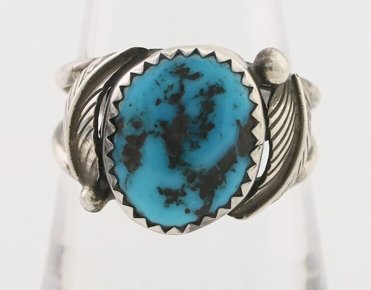 Navajo Ring 925 Silver Morenci Turquoise Native American Artist C.80's