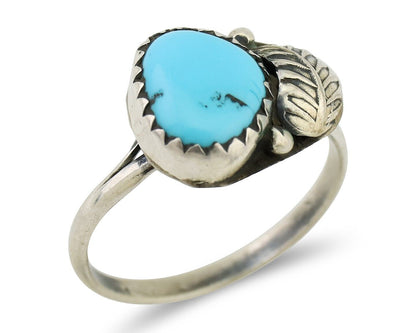 Navajo Ring 925 Silver Sleeping Beauty Turquoise Native American Artist C.80's