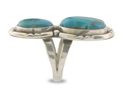 Vintage Navajo Ring 925 Sterling Authentic Turquoise Signed P Size 5.0