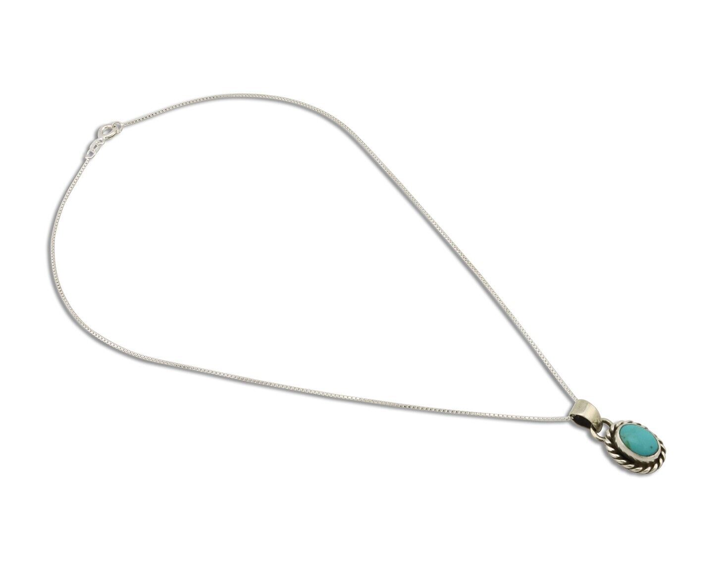 Navajo Necklace 925 Silver Natural Kingman Turquoise Native Artist C.2008