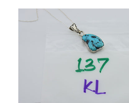 Navajo Necklace 925 Silver Blue Turquoise Artist Signed Tony Guerro C.80's