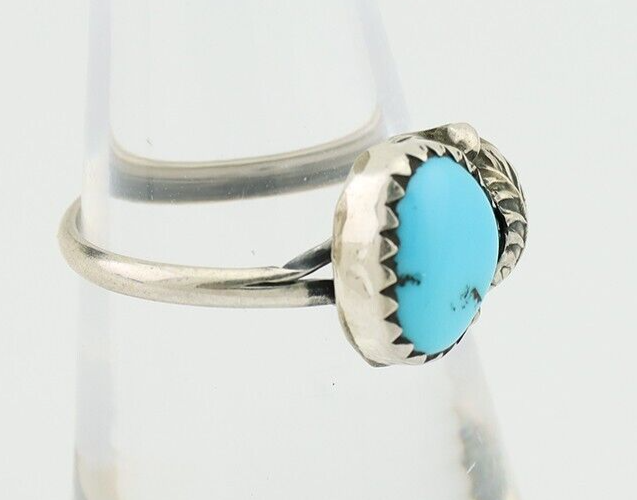 Navajo Ring 925 Silver Sleeping Beauty Turquoise Native American Artist C.80's