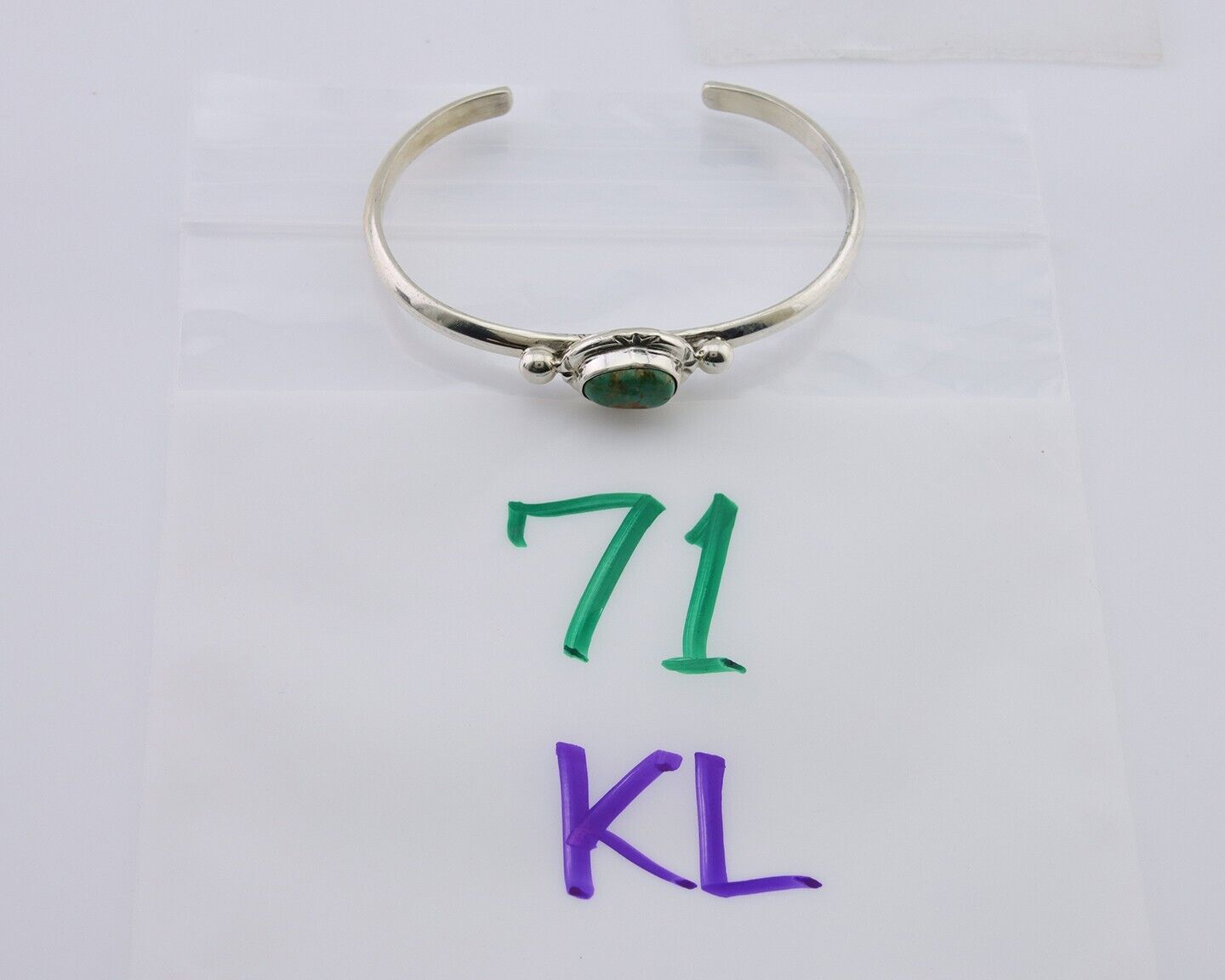 Navajo Bracelet 925 Silver Natural Turquoise Native American Artist C.80's