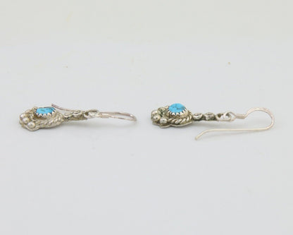 Navajo Earrings 925 Silver Blue Turquoise Artist Signed DB C.80's