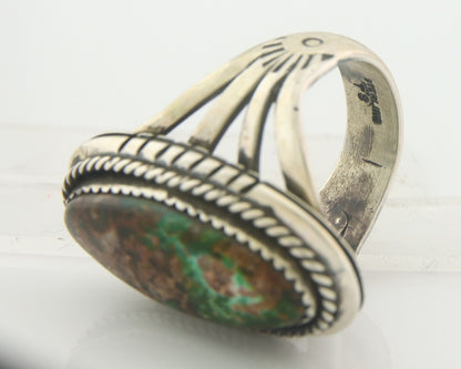 Vintage Navajo Ring 925 Sterling Authentic Turquoise Artist Signed TS Size 8.5