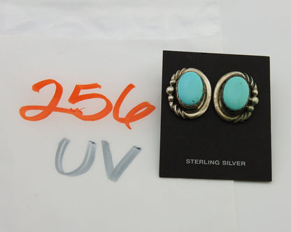 Navajo Earrings 925 Silver Natural Turquoise Native Artist C.80's