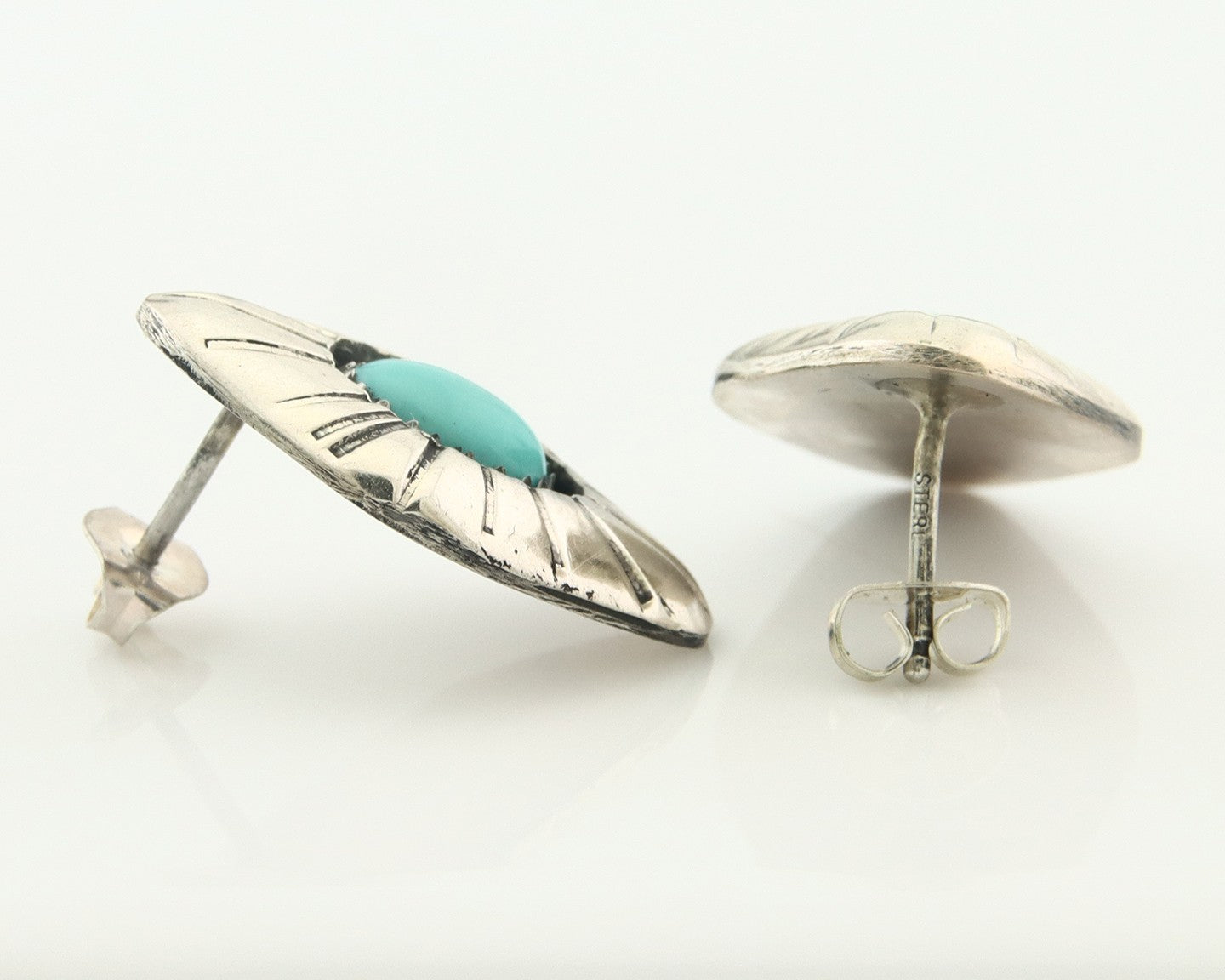Navajo Earrings Sterling Silver Turquoise Dangle Vintage Authentic