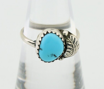 Navajo Ring 925 Silver Sleeping Beauty Turquoise Native American Artist C.80's