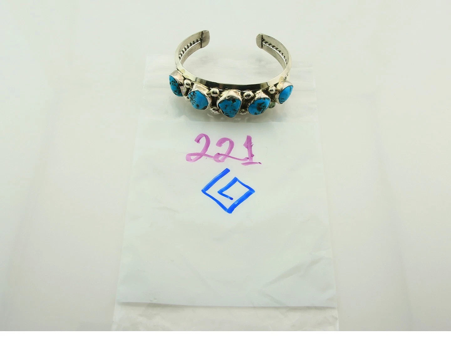 Navajo Cuff Bracelet 925 Sterling Silver Turquoise Handmade Vintage Signed JR